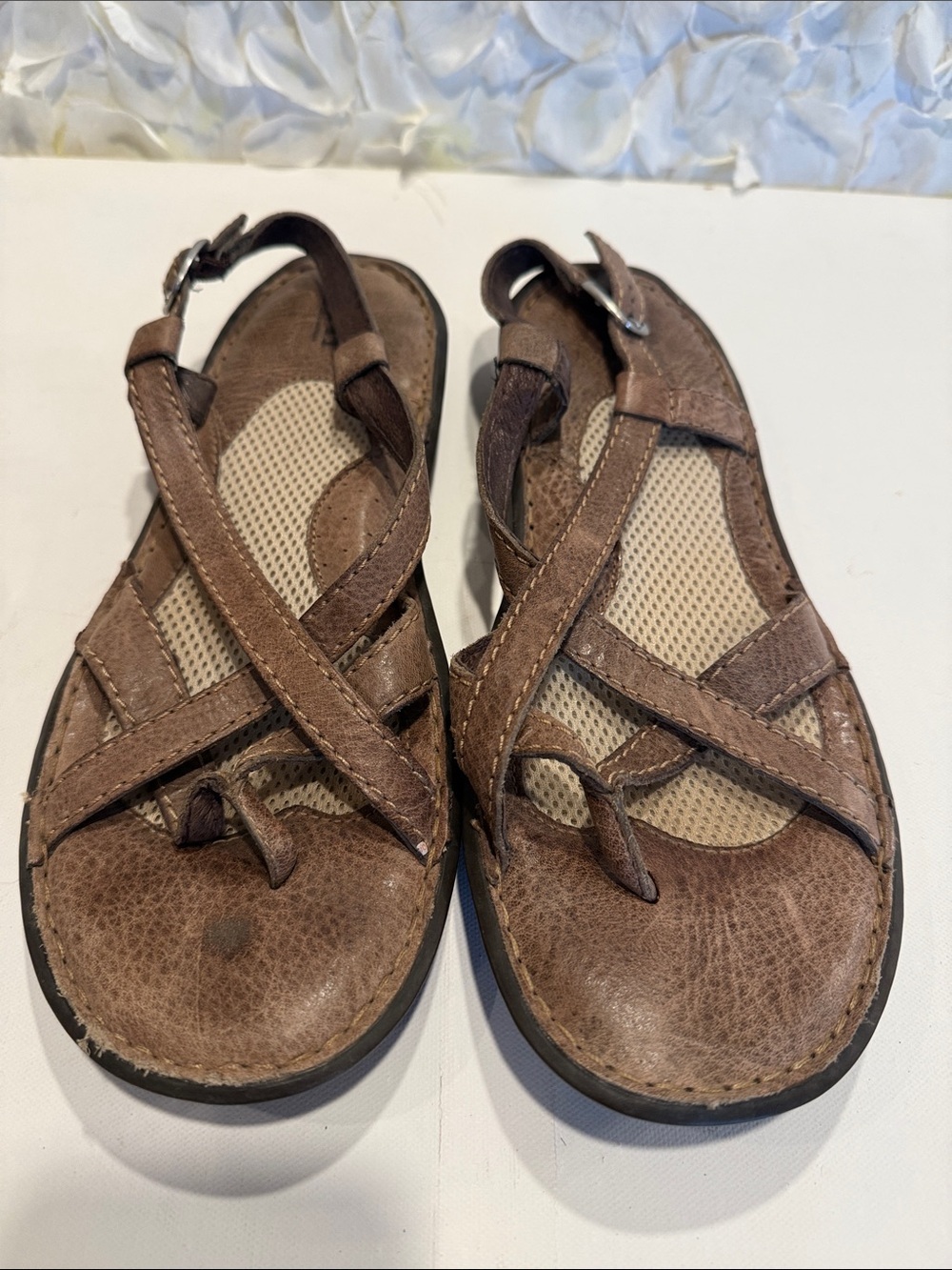 Born Brown Leather Strappy Sandals